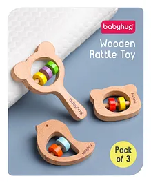 Baby Wooden Rattle Toy – Pack of 3