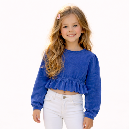 Girls Partywear Blue Top for Winter Wear