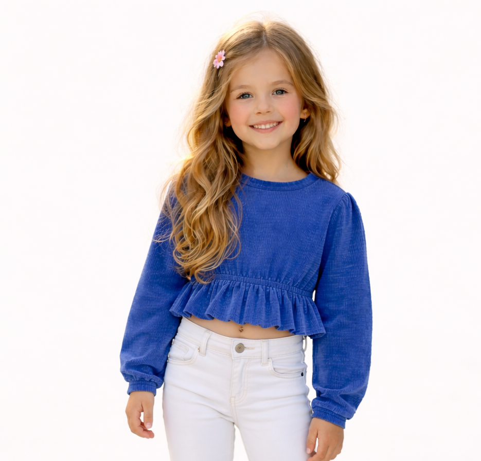 Girls Partywear Blue Top for Winter Wear