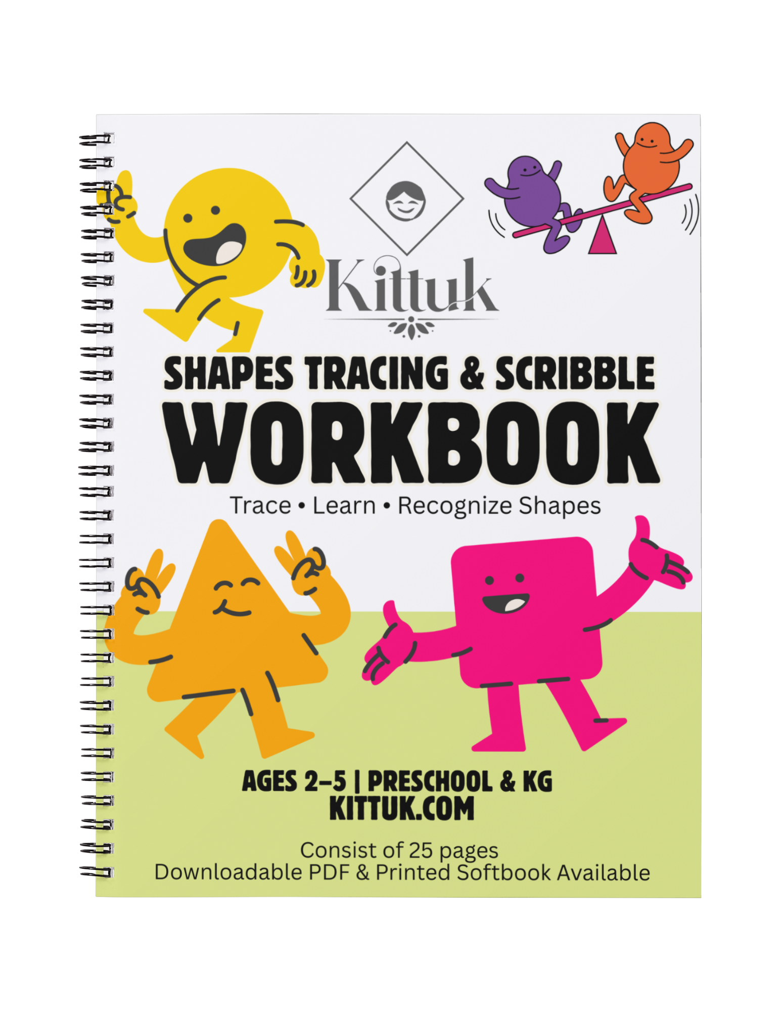 Kittuk Shapes Tracing & Scribble Workbook (Printable PDF & Printed Book)