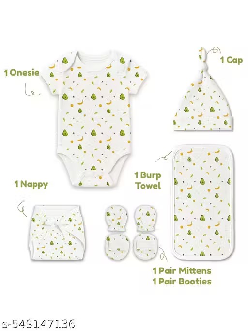 Moms Home Organic Cotton Unisex Baby Shower Onesie Gift Hamper, Avocado, Pack of 6 | 0-6 months - Image 2