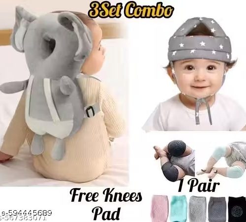 Baby Head Protector and Helmet with Free Knee Pad | Combo Set of 3