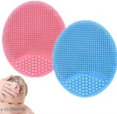 Baby Bath Brush / Baby Cradle Cap Brush, Silicone Massage Brush / Silicone Scrubbers / Face Cleaning Brush - Combo pack of 2